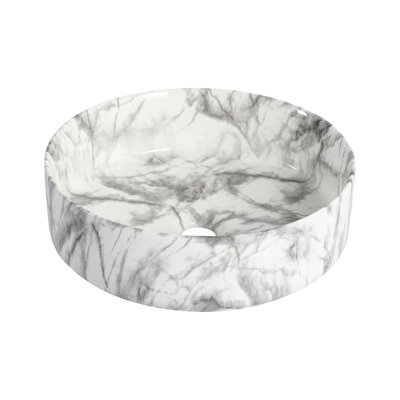 Lavabo de comptoir en céramique pour salle de bain au-dessus du comptoir, fabrication exquise, cuisson à haute température, lavabo d'art gris foncé blanc 15,87 pouces, teinture, vernis de qualité, 18,82 livres
