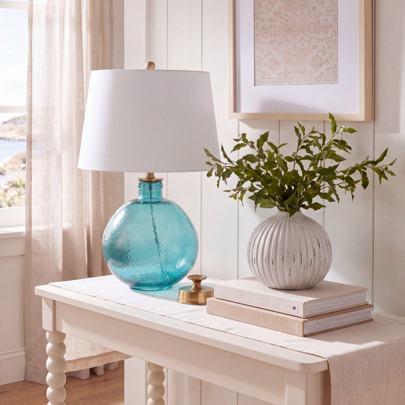 Kirree Glass Table Lamp, Blue