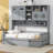 Platform Bed With Twin Size Trundle, All-In-One Cabinet And Shelf-107330296-107330297
