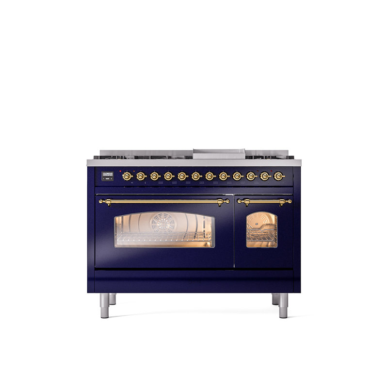 ILVE Nostalgie II 48 Dual Fuel Range , Liquid Propane, Antique White/Brass