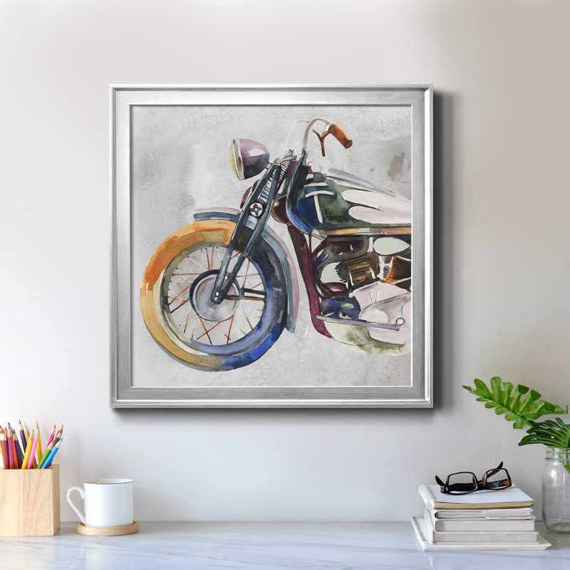Maarti Moto I - impression, H 30,5 po x l 30,5 po x P 1,5 po, Toile avec cadre argenté, Pas de tapis