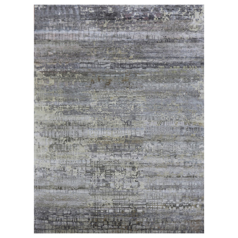 Gray Nu Vibrant Tibetan Silk Rug - 8'11" x 11'10"