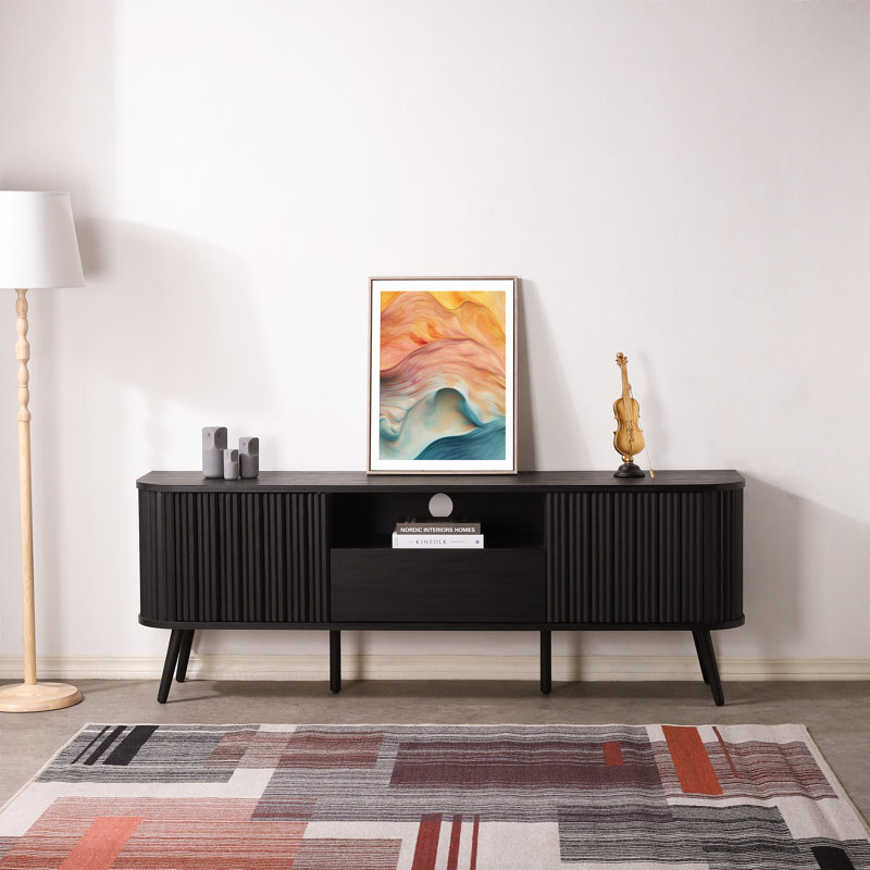 Beechum Unfinished TV Stand for TVs up to 75", Black