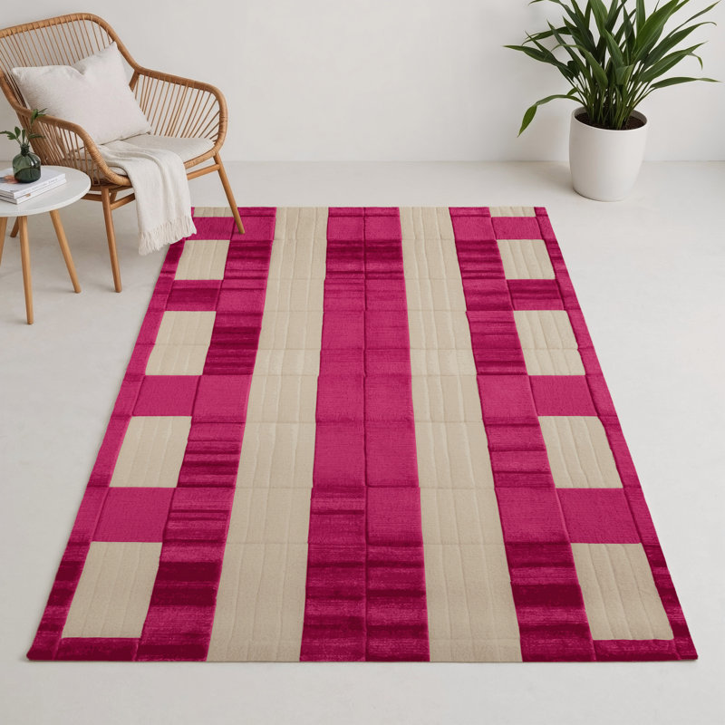 Tapis d'intérieur et d'extérieur à carreaux beige, Rectangulaire 3 pi x 5 pi