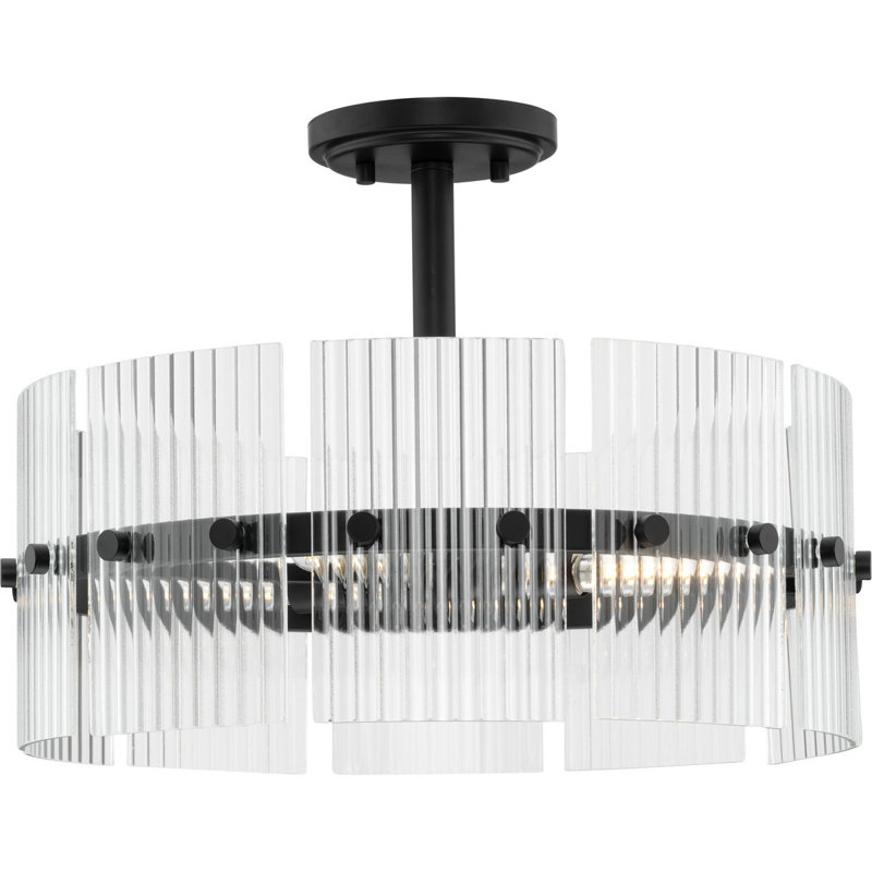 Luminaire suspendu contemporain à quatre lumières, Noir mat