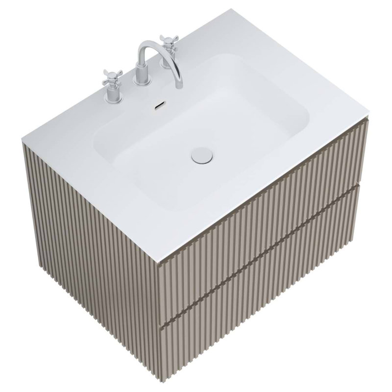 Linear 30" Wall Mounted Single Bathroom Vanity with Top, Taupe, 30"