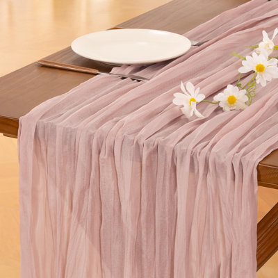 Chemin de table rustique en gaze de coton rose (2 pièces, 3 m) pour décoration estivale bohème, mariage, anniversaire, maison | Parfait pour les fêtes prénatales, les enterrements de vie de jeune fille, les fêtes et les décorations de Noël.
