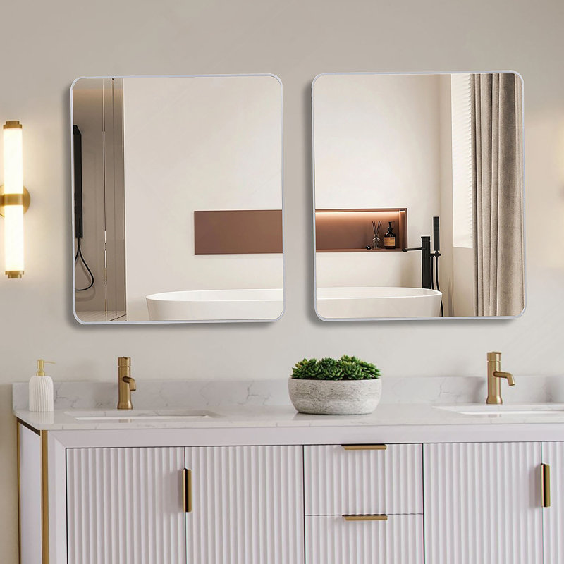Miroir mural pour salle de bain 36 po x 36 po., Argent argent, 36 po x 36 po