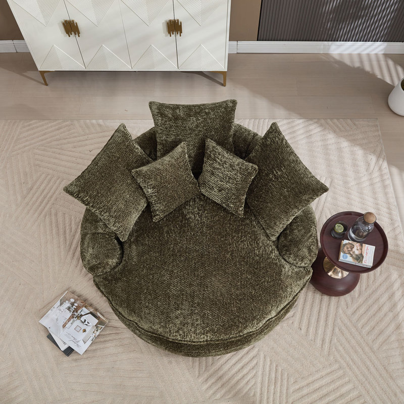 Fauteuil à billes en polyester avec 5 coussins, Polyester bleu