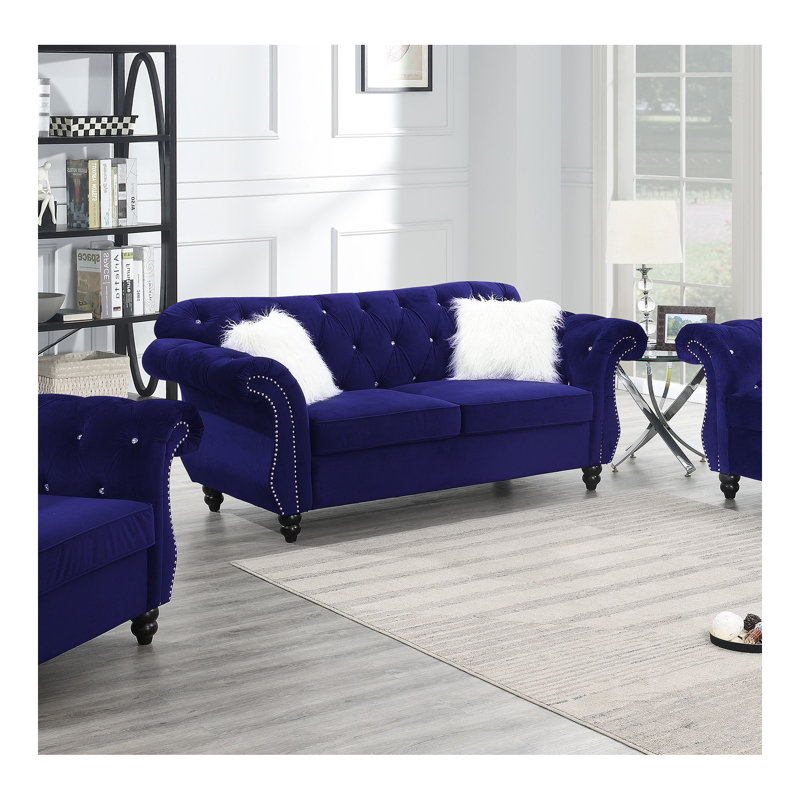Canapé noir formel de luxe 1pc avec coussins pour salon, Indigo