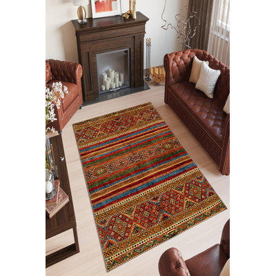 Antibacterial Area Rug, Brown, 4.6 x 7.2 Feet | 100% Polyester, 650 g/m², 0.16 in Pile Height | Eco-Friendly, Non-Slip PVC Dot Underside | Machine Washable, Perfect for Living Room & Bedroom Decor