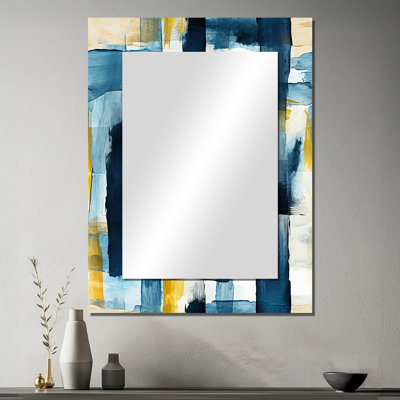 Vendramin bleu artistique rayé explosion - grand miroir mural à carreaux