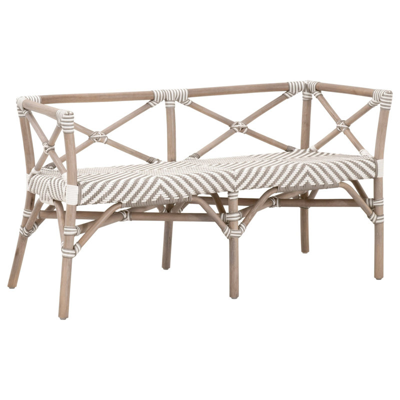 Cafferkey Wicker Bench, White Gray