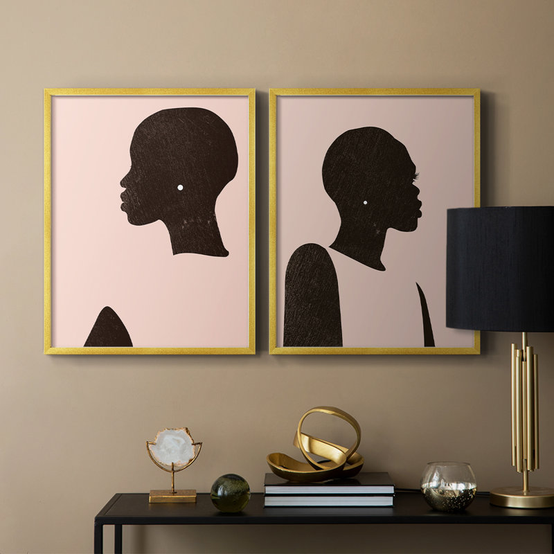 «Pink Silhouette I», reproduction encadrée de qualité supérieure - prête à être accrochée - aucun clou requis - aucun clou requis