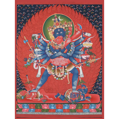 Newari Goddess Cakrasamvara (Brocadeless Thangka) | Water Color On Cotton