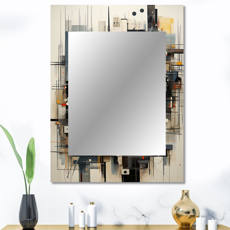 Abstract Cityscape Harlem Renaissance I - Buildings Unique Wall Mirror, Industrial Mirror, Printed Metal Art, 40" x 30"