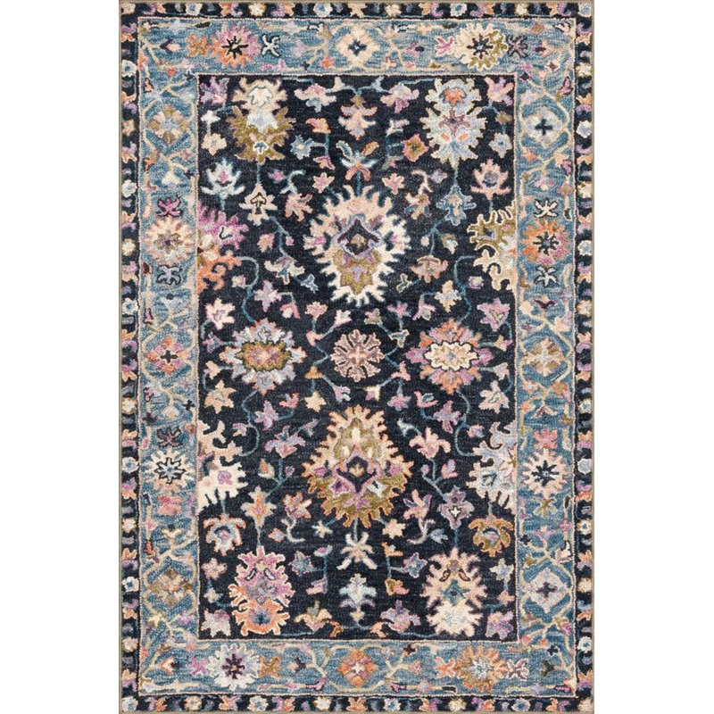 Gray Framed Floral Patterned Decorative And Woven Based Washable Carpet, Rectangle 2'4" x 4'