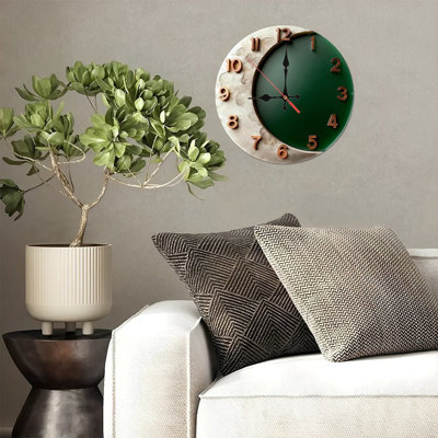 Horloge murale ronde en bois 10 po, mouvement à quartz silencieux, imprimé UV, à piles