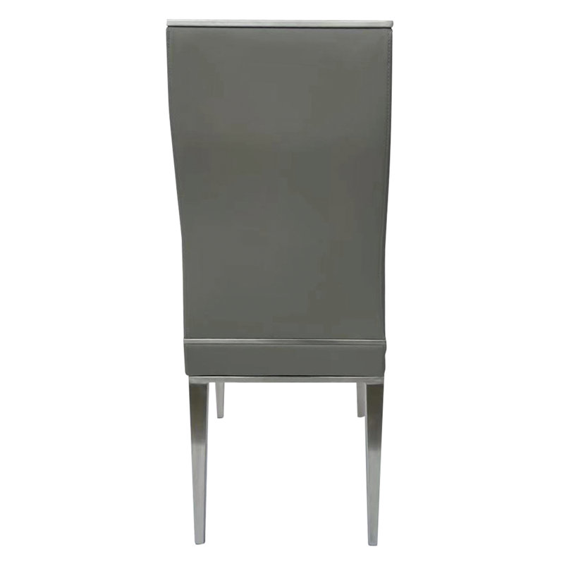 Chaise rembourrée en similicuir avec base en acier inoxydable, Gris clair, Acier Inoxydable