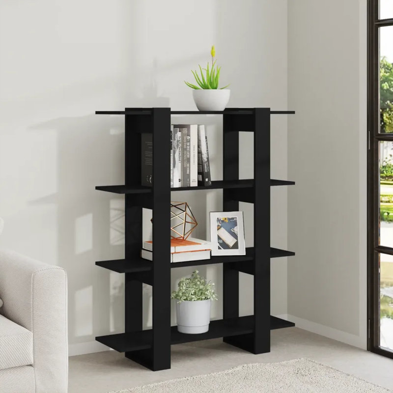Burnaby 123.5cm H Etagere Bookcase, 123.5cm H x 100cm W x 30cm D, Black