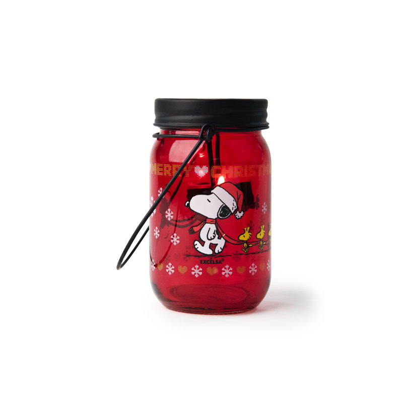 Peanuts Xmas 13Cm Glass Tabletop Lantern