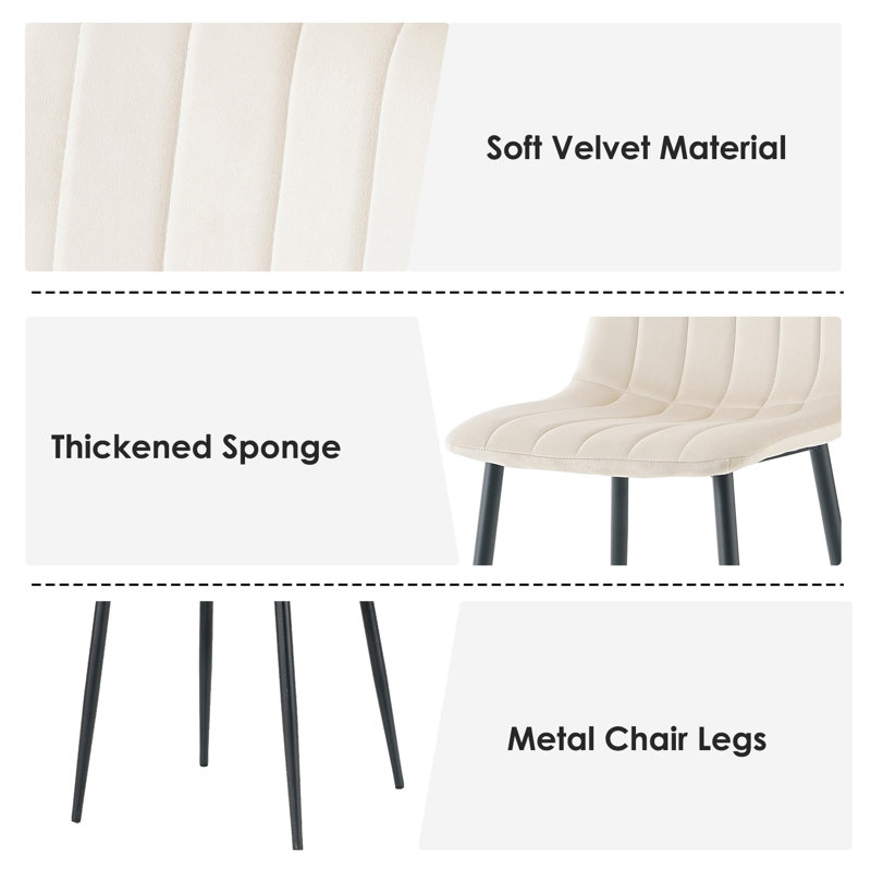 Dining Set, 59'' Rectangular Dining Room Table Set Upholstered Dining Chairs, Cream