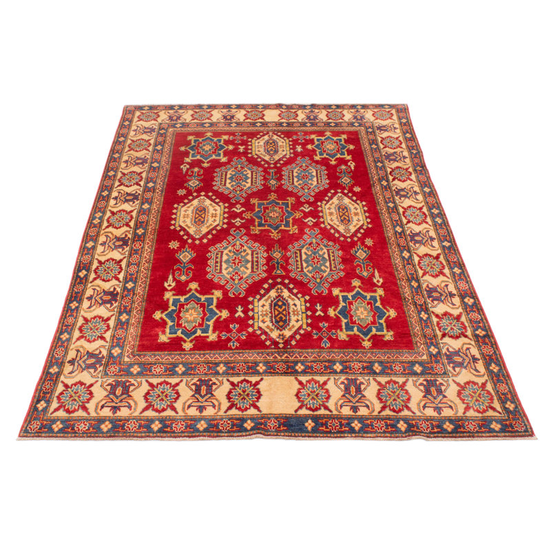 Tapis rouge en laine noué à la main de conception unique 5 pi 9 po Finest Ghazni