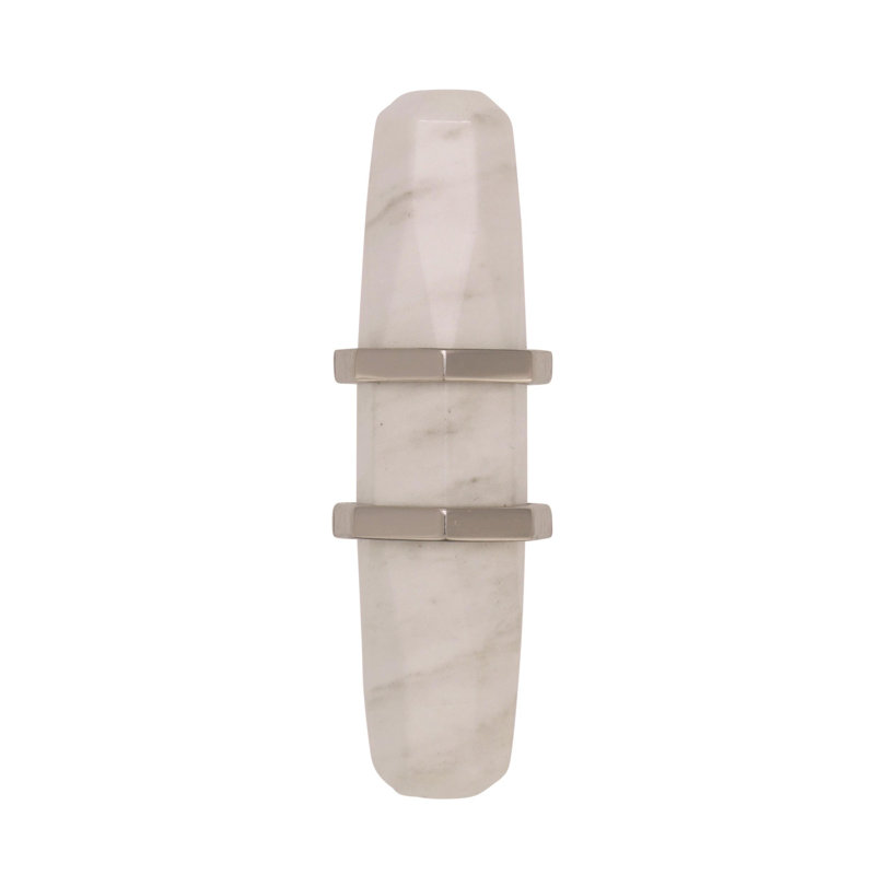2.5 Inch Marble White and Polished Nickel T-Handle Knob
