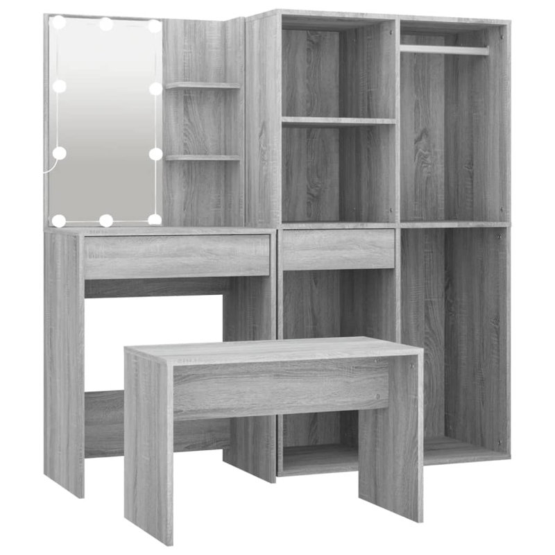 Hausmann Dressing Table with Mirror, Grey Sonoma