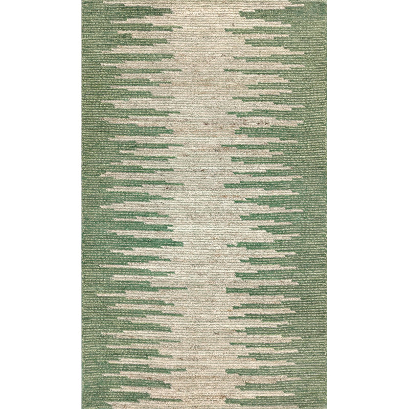 Abrash Ikat Hand-Tufted Wool Area Rug Cut/Loop Pile, Forest, 3' x 5'