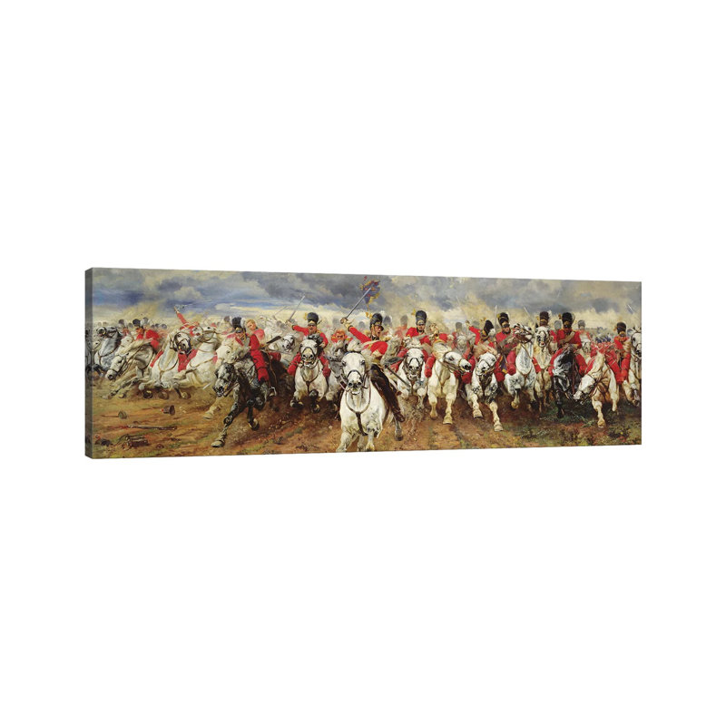 Scotland For Ever! 1881 by Lady Butler - Panoramic Painting on Canvas, Wrapped Canvas, 60.96cm H x 182.88cm W x 3.81cm D