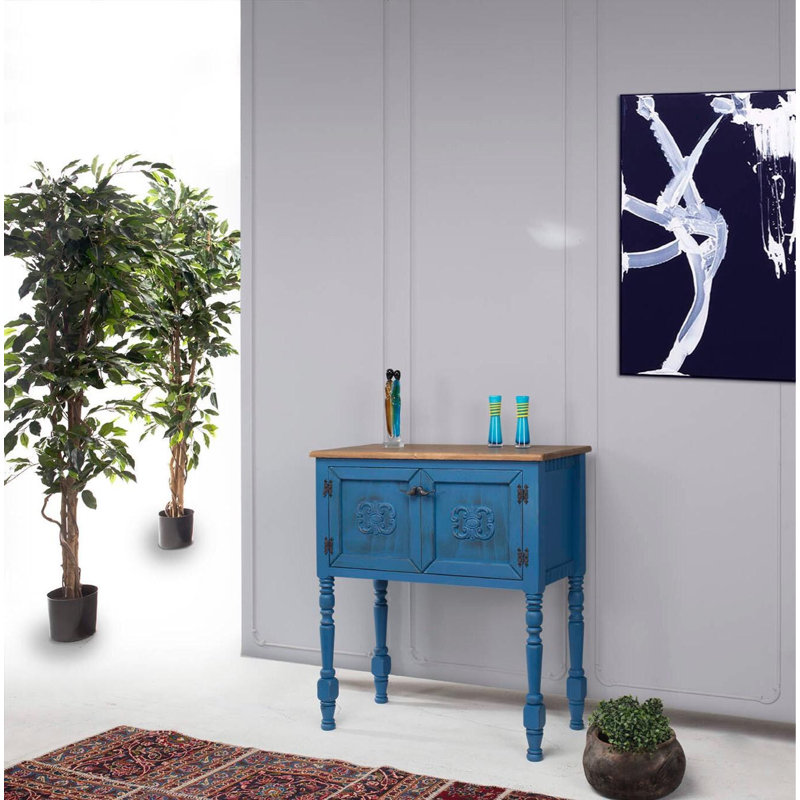 Oded Dressing Table, Blue/Light Walnut