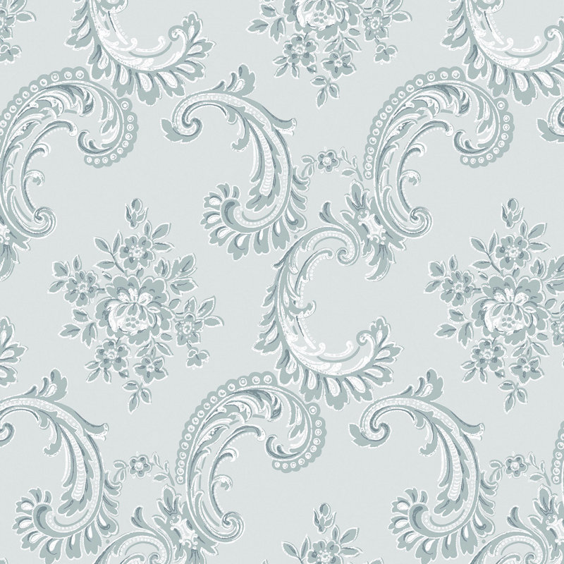 by Rachel Ashwell Boudoir Beauty Floral 10m x 52cm Wallpaper Roll, Blue