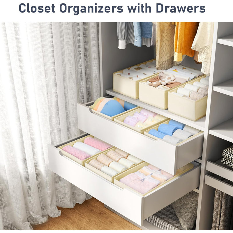 Drawer Organizer For Clothes - Underwear, Socks, Bras, Ties, And Baby Items Storage Box With Open-Box Design And Side Insert Cardboard For Enhanced Durability