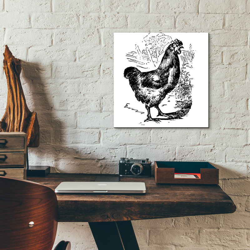  «Garden Chicken» par Art Licensing Studio, art mural en verre acrylique, H 12 po x l 12 po x P 0,13 po
