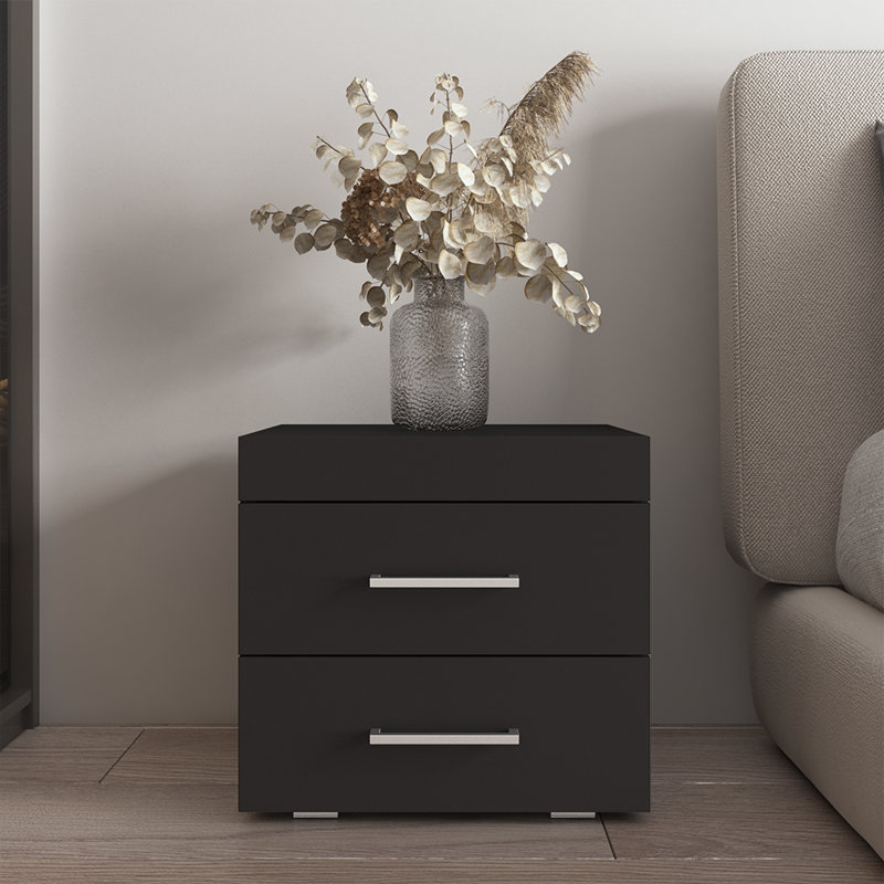 Perth Nightstand with Matte Finish, Black