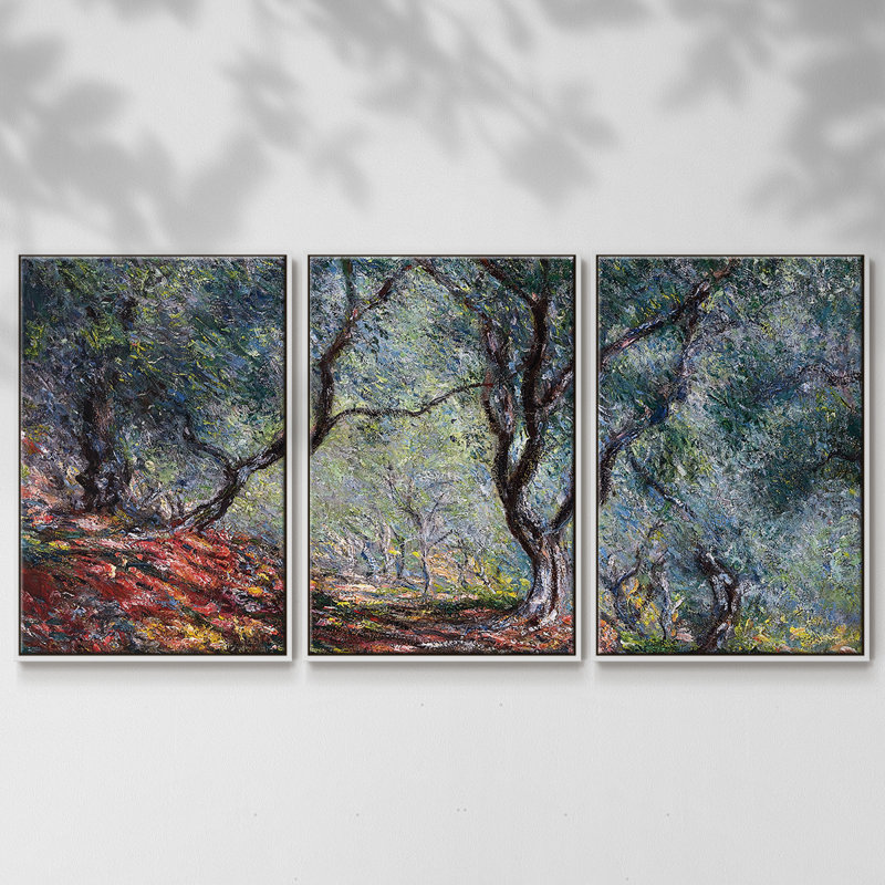 Olive dans le jardin de Moreno, 1884 (version de Christie) 3 pièces, H 40 po x l 78 po x P 2 po, Blanc