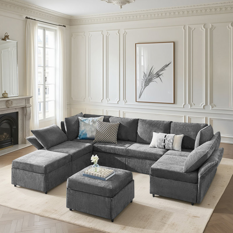 Canapé modulaire 8 pièces Andoline, Gris