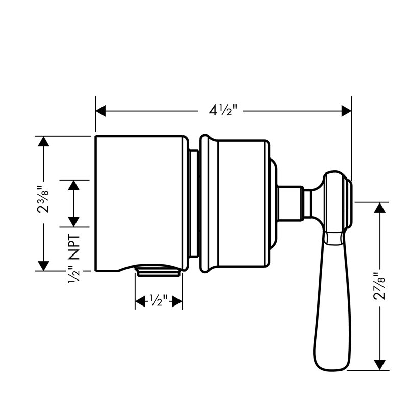 AXOR Montreux Wall Outlet With Check Valves And Volume Control, Lever Handle, Brushed Nickel