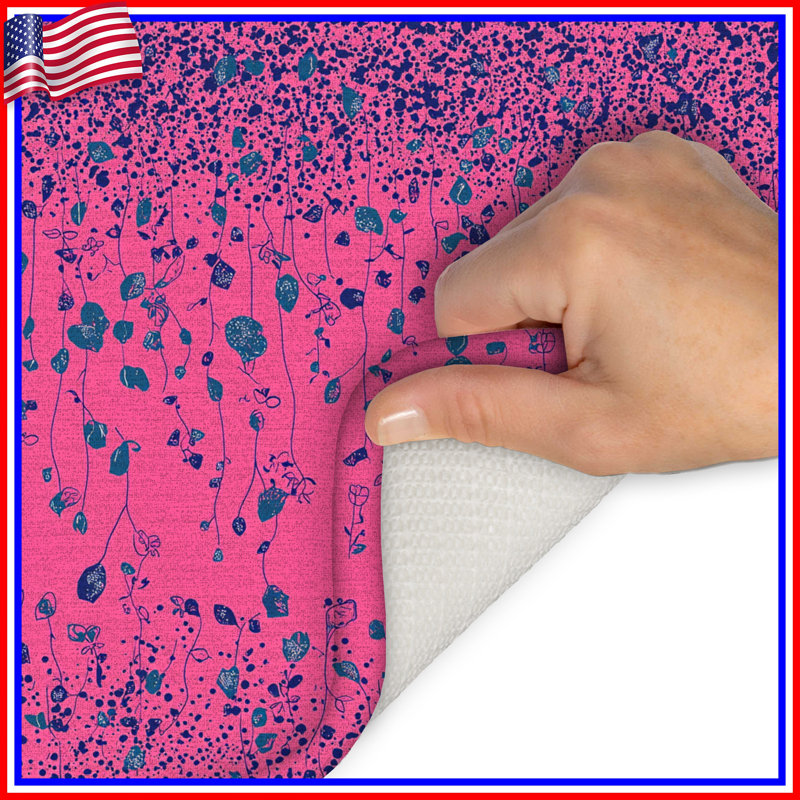 Motif floral de tapis de bain bohémien, 34in W x 21in L, Motif floral rose