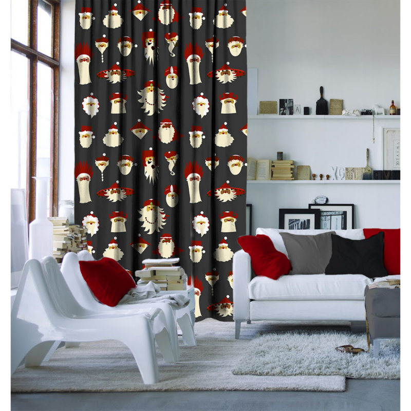 Rideau en polyester Amedee, Rouge / blanc