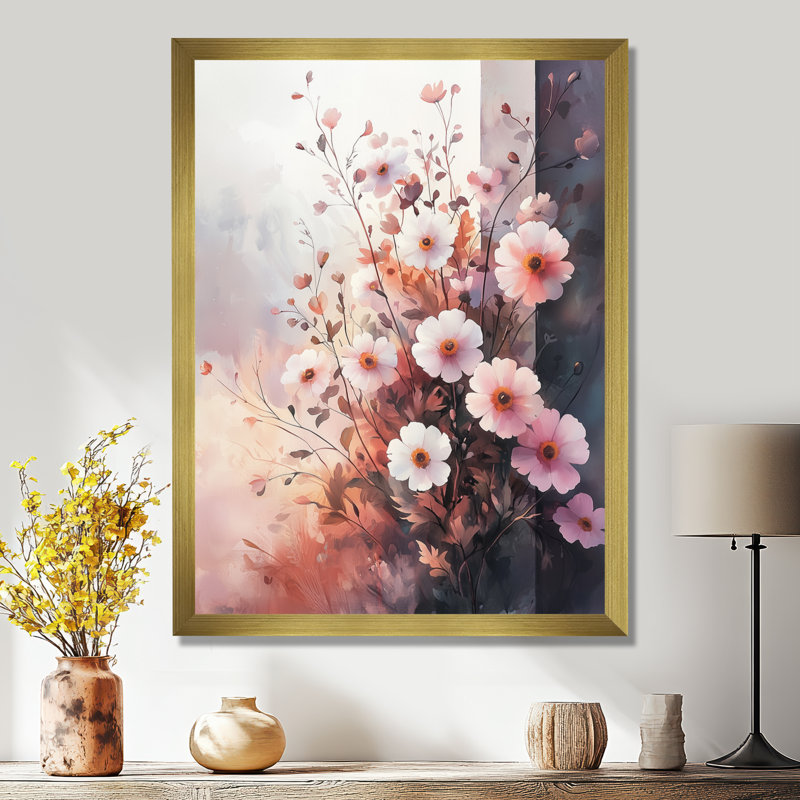 Arviso - art mural floral, H 20 po x l 12 po, Picture Framed, Doré