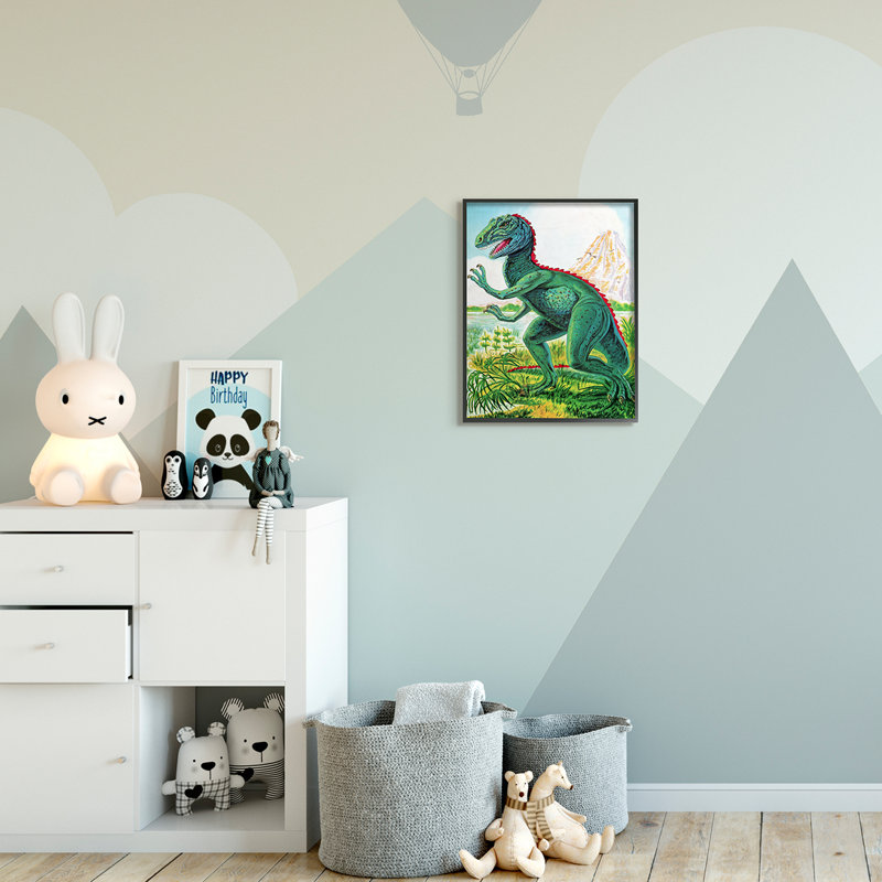 «Ralon Dinosaur Field Art», H 20 po x l 16 po, Giclée encadrée noir minuit