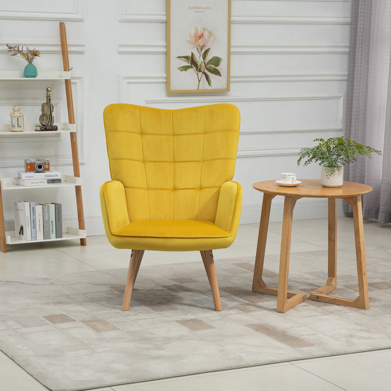 Cayden Upholstered Armchair, Yellow Velvet