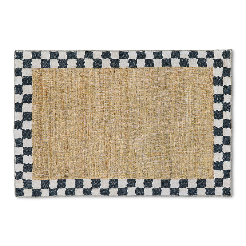 Naturals Check Washable Rug, Rectangle 3' x 5'