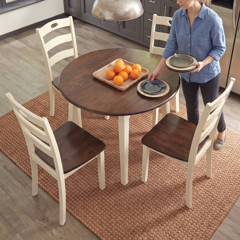 Strongsville Ladder Back Side Chair in White/Brown