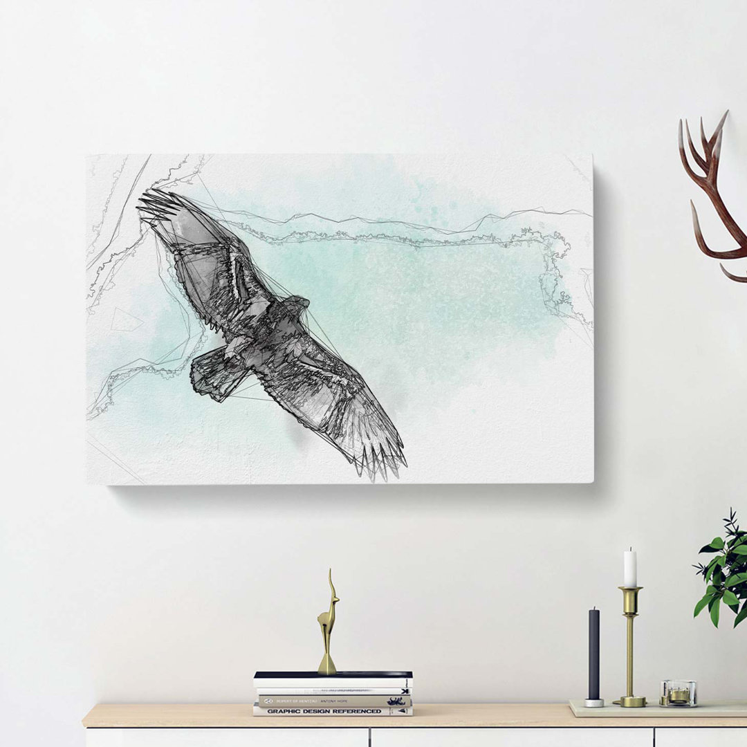 Eagle Bird in the Clouds in Abstract - Wrapped Canvas