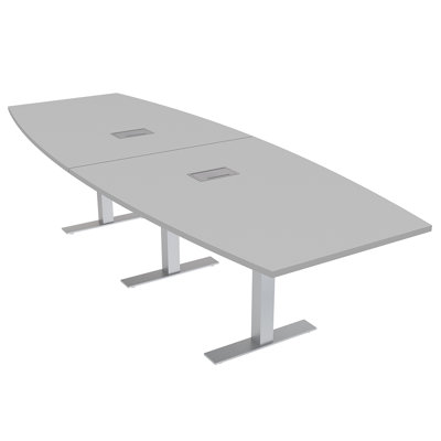 Boat Shaped Conference Table with Metal T Base | Electrical Unit