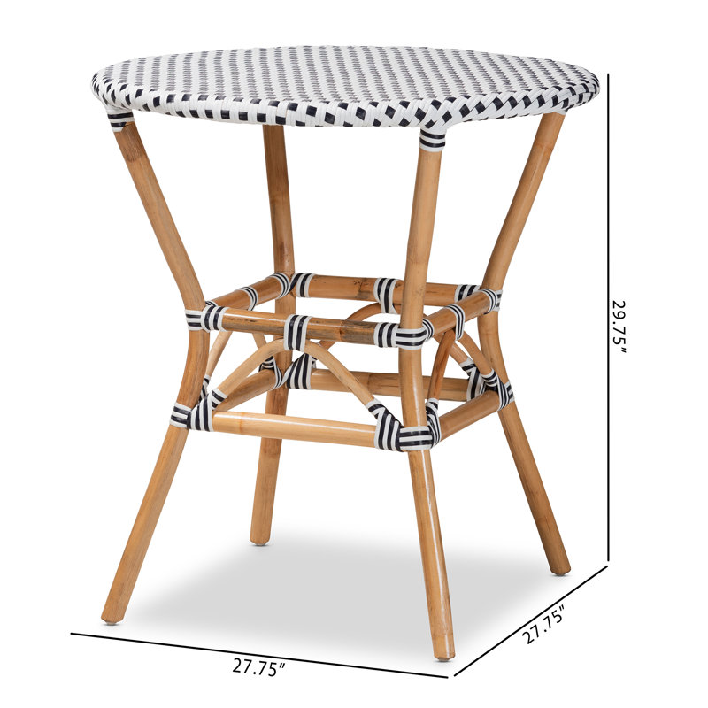 Round Black and White Rattan Cafe Dining Table