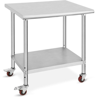 Commercial Grade Stainless Steel Work Table NSF Certified, 300Lb Capacity w/Adjustable Undershelf & Locking Casters for Kitchen, Restaurant, Garage